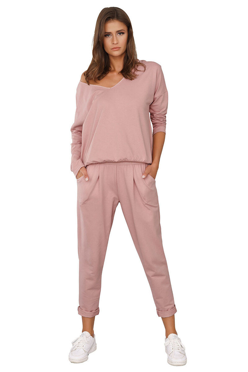 Tepláková souprava Karina Long od Italian Fashion v pudrově růžovém provedení, M i510_39934424425