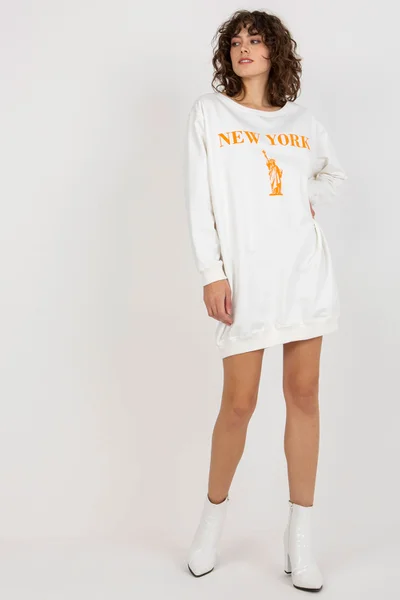 Dámská oversized mikina 'New York' ecru - Fashionhunters