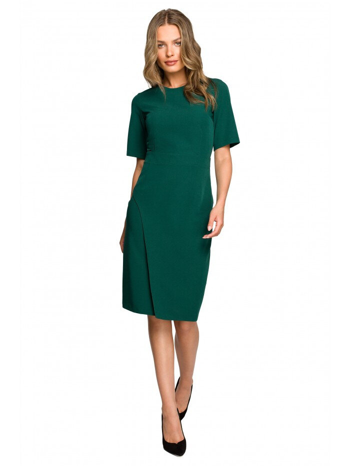 Zelené tužkové šaty se zavinovací přední částí - elegantní značkové šaty od Stylove, XL i10_P62915_2:93_