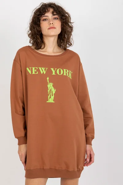 Dámská hnědá oversize mikina Fashionhunters New York