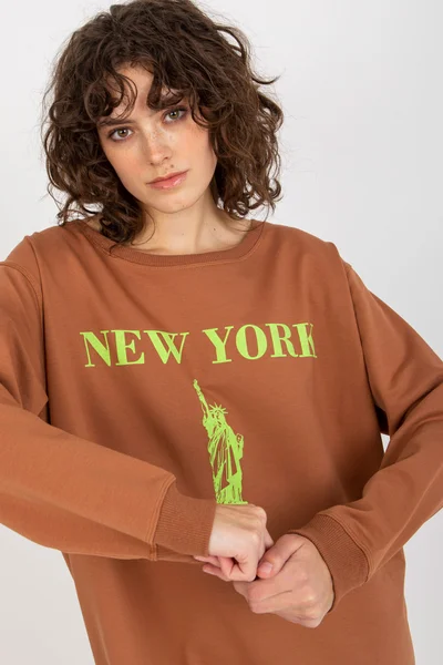 Dámská hnědá oversize mikina Fashionhunters New York