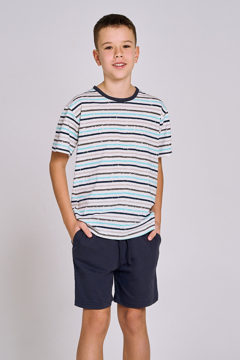 Klasické chlapecké pyžamo STRIPY Taro, proužky 146 i170_3195-146-01 S-S 24