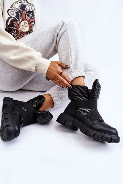 Černé zateplené kotníkové boty - Geminoz