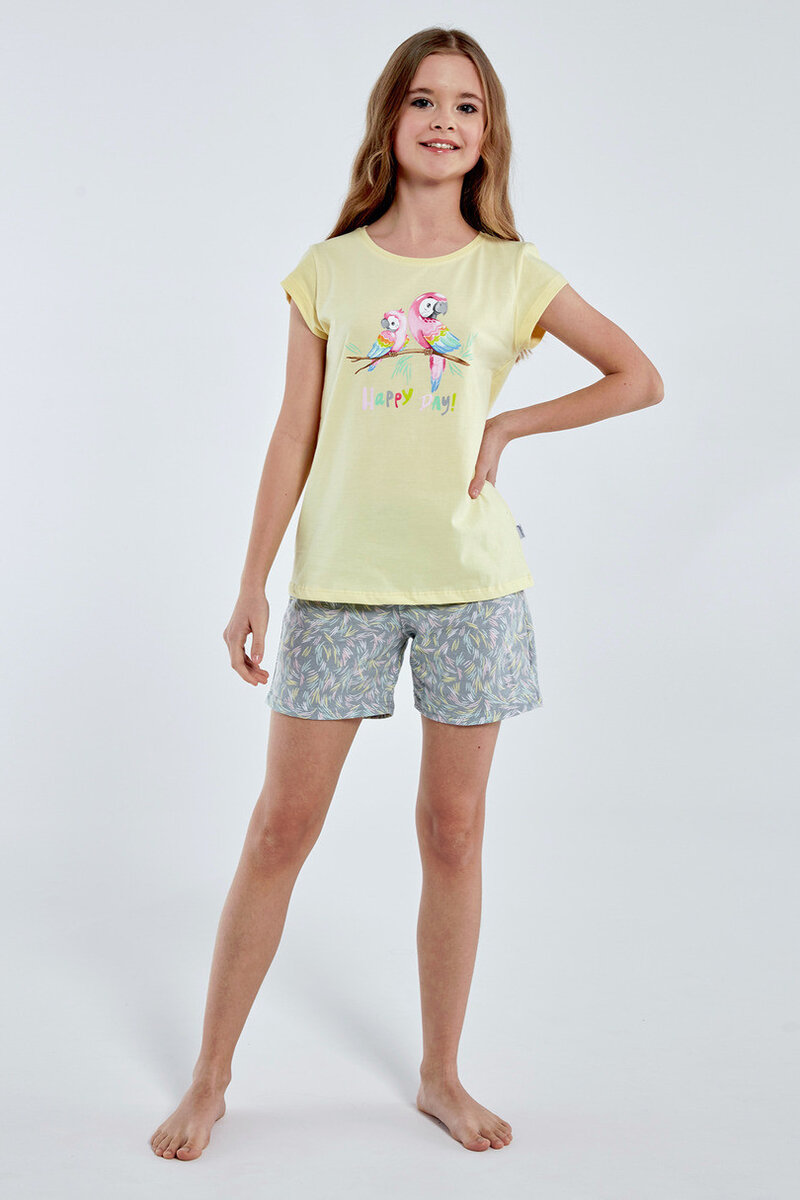 Dívčí pyžamo GIRL KR H53CQ7 PARROTS Cornette, Žlutá 116 i170_KD-787-116-000014-98