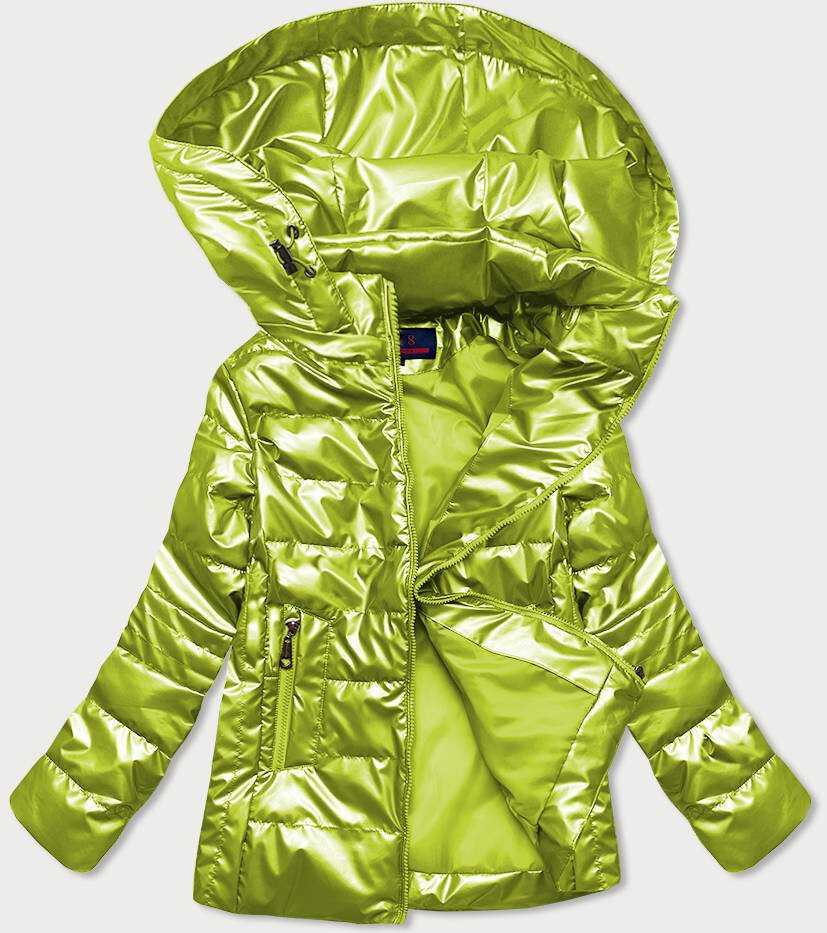 Lesklá prošívaná bunda pro ženy v limetkové barvě 7N875 6&8 Fashion, odcienie zieleni S (36) i392_17291-46