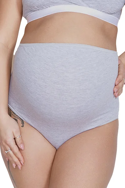 Komfortní těhotenské kalhotky Mitex Mama Belly v šedé barvě