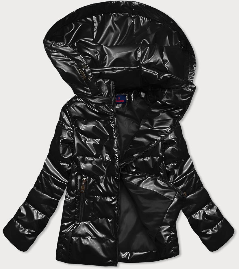 Černá lesklá prošívaná bunda pro ženy 6X1 6&8 Fashion, odcienie czerni XL (42) i392_17293-53