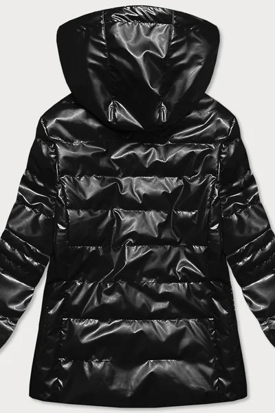 Černá lesklá prošívaná bunda pro ženy 6X1 6&8 Fashion
