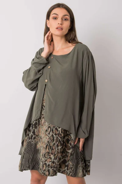 Khaki dámské oversize šaty FPrice