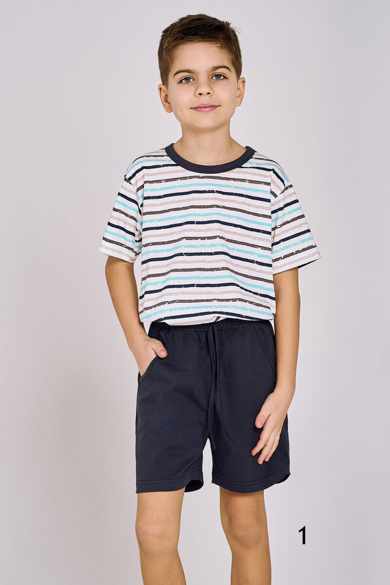 Klasické chlapecké pyžamo STRIPY Taro, Modrá 116 i170_3200-116-02-S-S-24