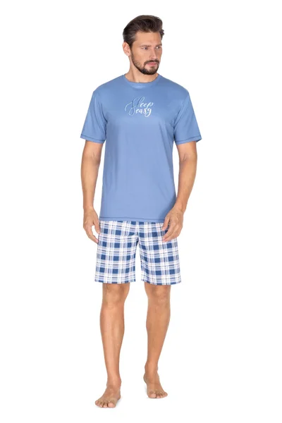 Mužské letní pyžamo Regina - tričko s krátkým rukávem a kostkované šortky