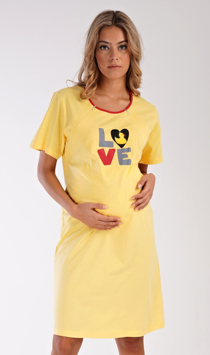 Košile pro těhotné a kojící s motivem kačenky Vienetta, žlutá S i232_9305_55455957:žlutá S