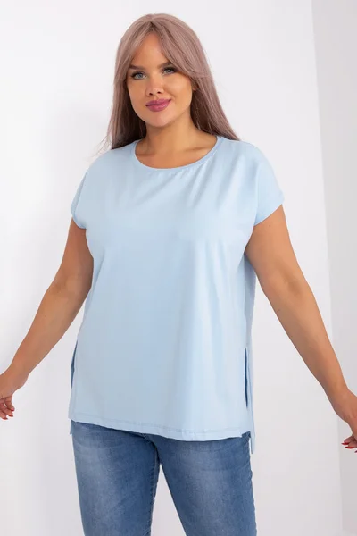 Dámská světle modrá plus size halenka Fashionhunters