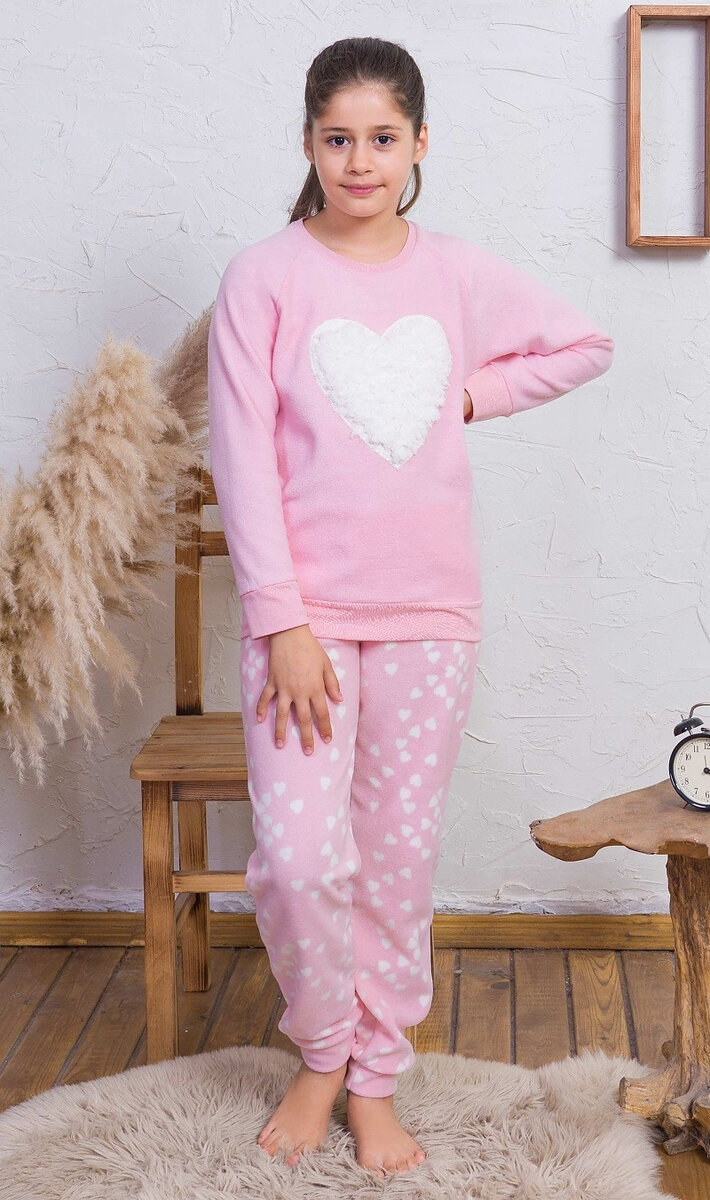 Dětské pyžamo dlouhé Srdce Vienetta Kids, světle růžová 15 - 16 i232_8258_55455957:světle růžová 15 - 16