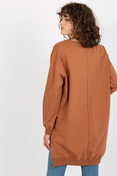 Dámská oversize mikina Fashionhunters světle hnědá/oranžová