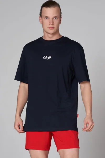 Mužské tričko s vzorem Tm. modrá