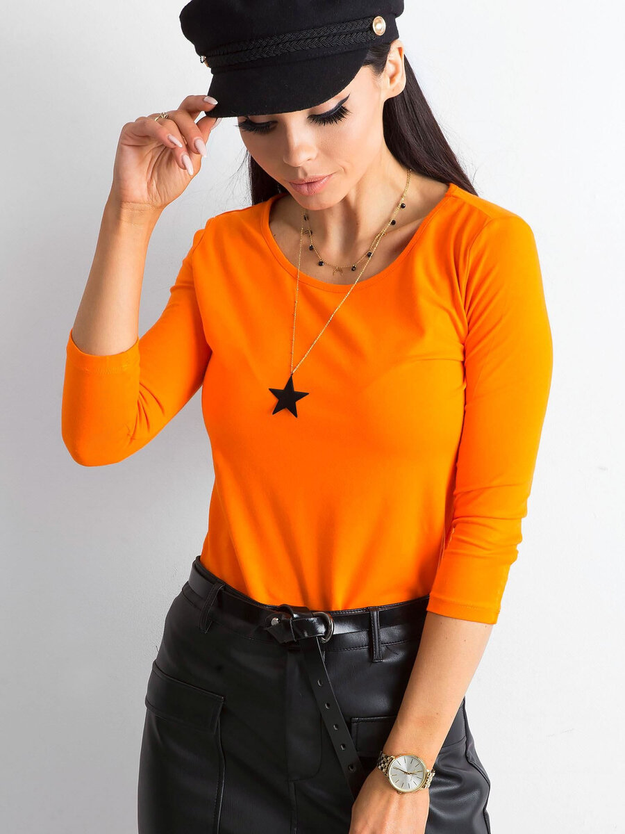 Základní oranžová bavlněná dámská halenka FPrice, XL i523_2016101908341