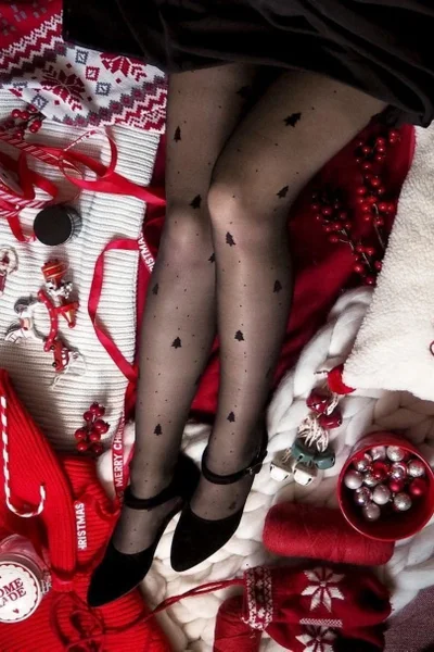 Vánoční stromky - Černé punčochové kalhoty Gabriella