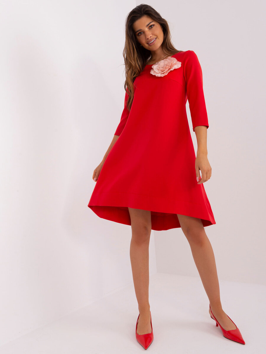 Červené koktejlové šaty s květinou - Elegantní LK SK, 36 i523_2016103410811