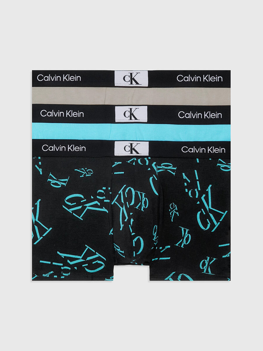 Moderní Calvin Klein boxerky 3PK šedémodré s odvážnými potisky, M i10_P66503_2:91_