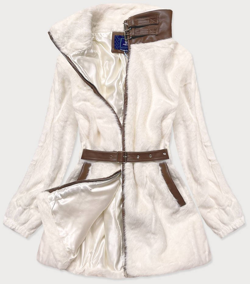 Dámská kožešinová bunda v ecru barvě se stojáčkem 3376KF Ann Gissy, odcienie beżu S (36) i392_17796-46