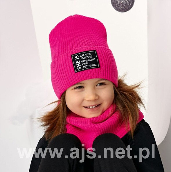 Zimní dívčí set AJS s čepicí a komínem, směs barev 52-56 cm i384_78990802