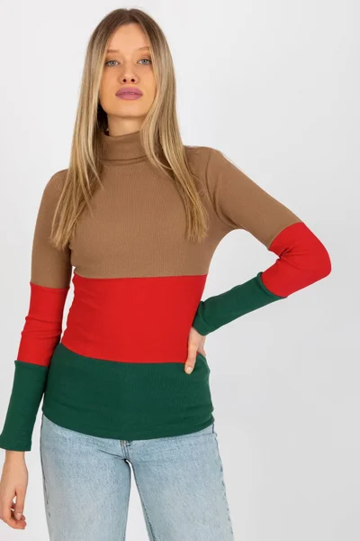 Dámský žebrovaný svetr s rolákem v třech barvách