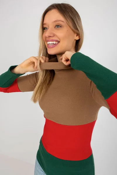 Dámský žebrovaný svetr s rolákem v třech barvách