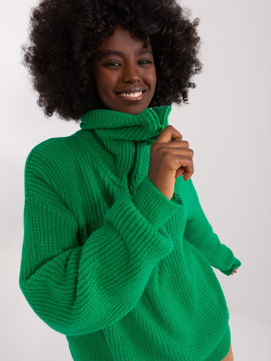 Elegantní dámský zelený svetr FPrice, jedna velikost i523_2016103491681