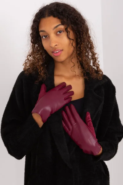 Vzorované rukavice FPrice v bordó barvě