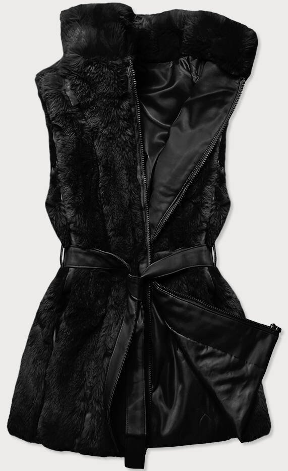 Černá dámská kožíšková vesta 7RE2 SWEST, odcienie czerni XL (42) i392_17807-53