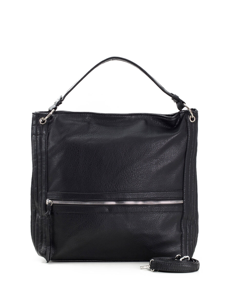 Černá dámská nákupní taška s nastavitelným popruhem, jedna velikost i523_2016103493593