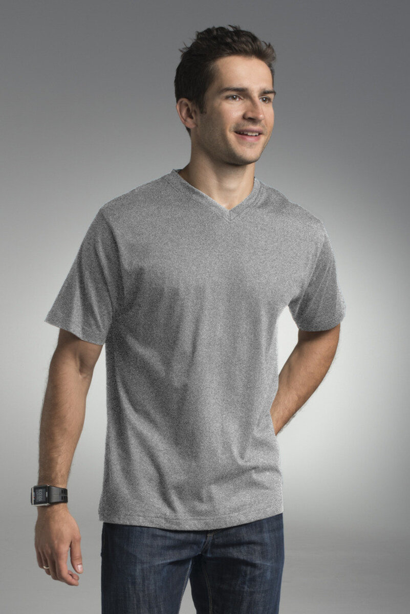 Pánské tričko M V-NECK 6YSX - PROMOSTARS, melanžově šedá L i170_22155-34-L