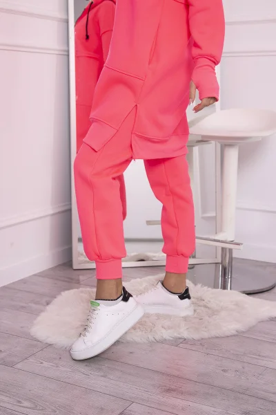 Neonová růžová zateplená sada s dlouhou mikinou K-Fashion