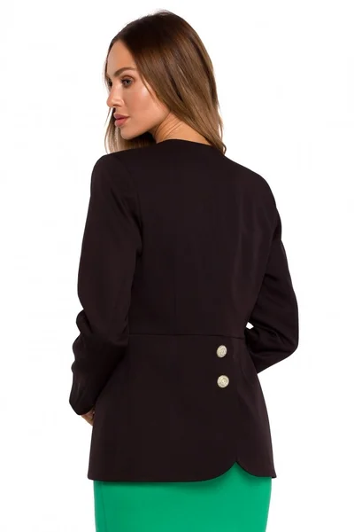 Černé elegantní sako s ozdobnými knoflíky pro ženy