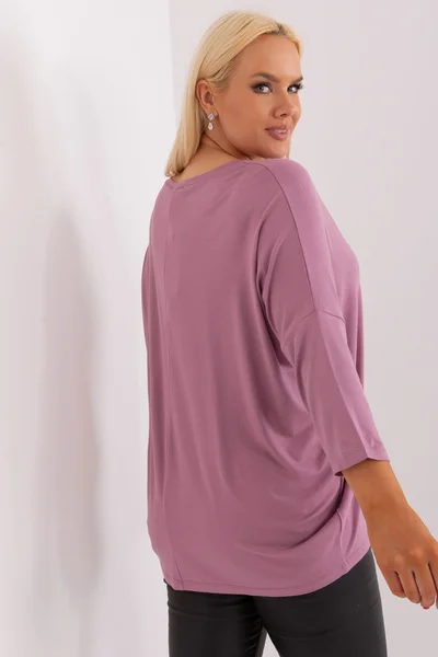 Fashionhunters: Prašně růžová plus size halenka s rukávy