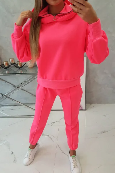 Zateplený růžový rolák s kapucí K-Fashion