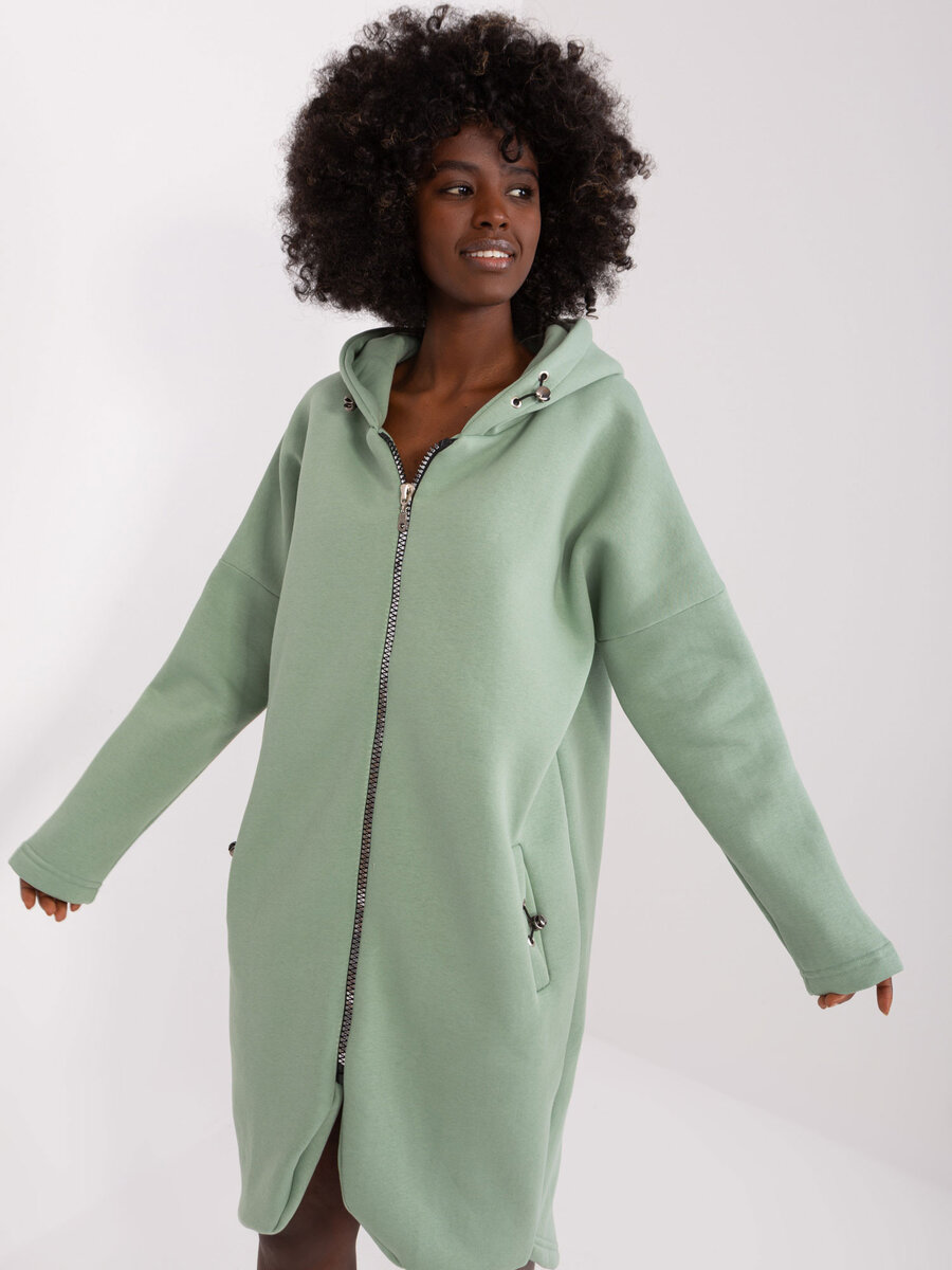 Zelená dámská mikina s kapucí od značky FPrice, S/M i523_2016103493074