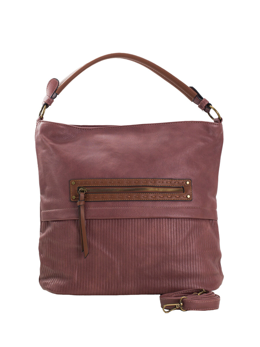 Růžová nákupní taška s kamínky a zipem FPrice, jedna velikost i523_2016103493739