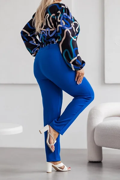 Chrpové dámské kalhoty plus size s gumou v pase - Moon