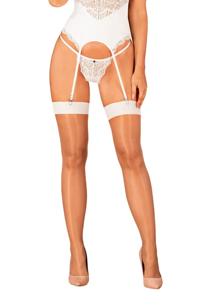 Dámské elegantní punčochy W2PLV6 stockings bílé - Obsessive