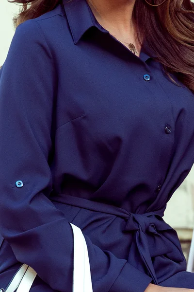 Tmavě modré dámské košilové šaty s knoflíky 1YX05F Numoco