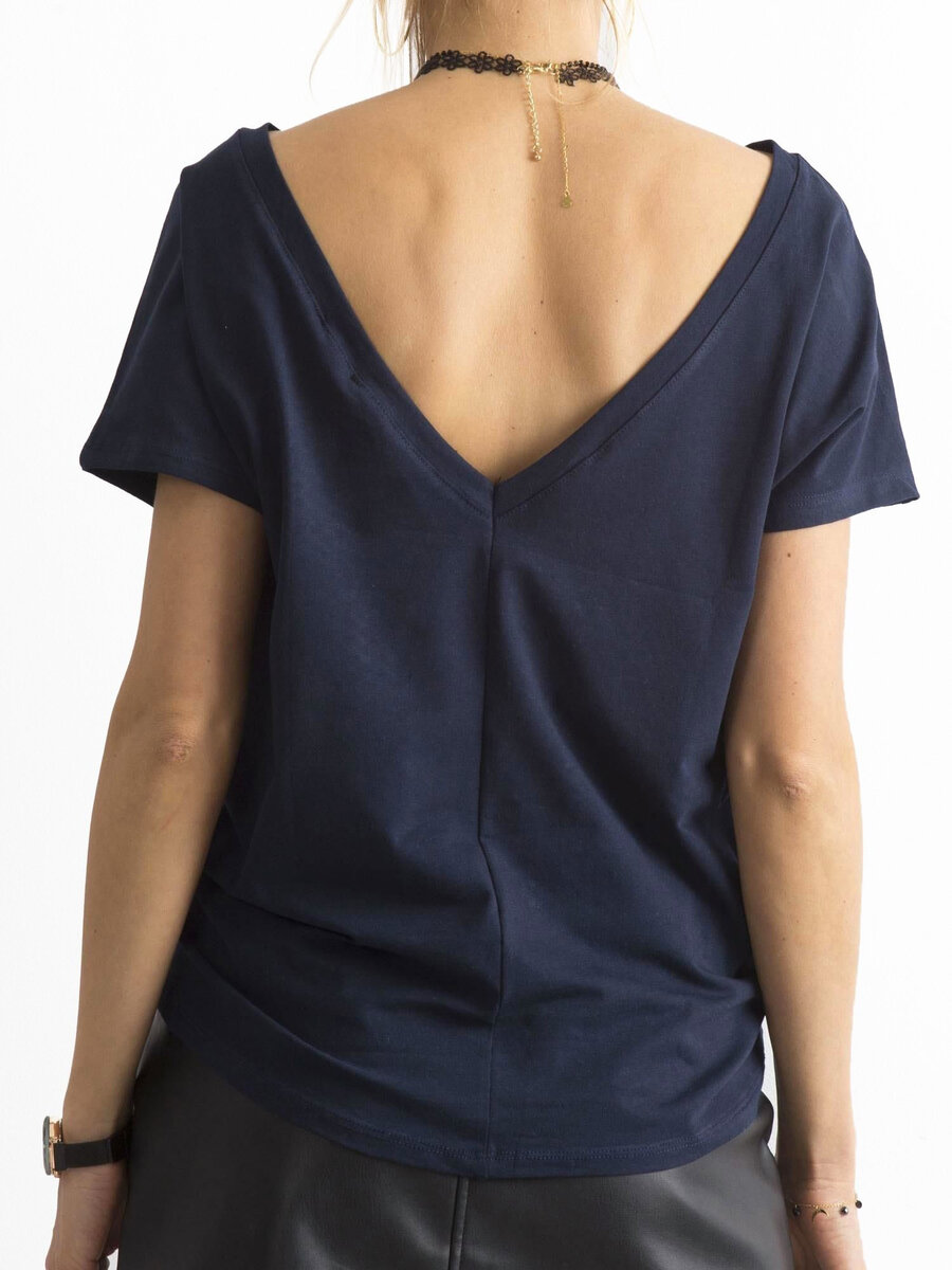 Dámské tričko s výstřihem v zadní části tmavě modré FPrice, XL i523_2016101850107