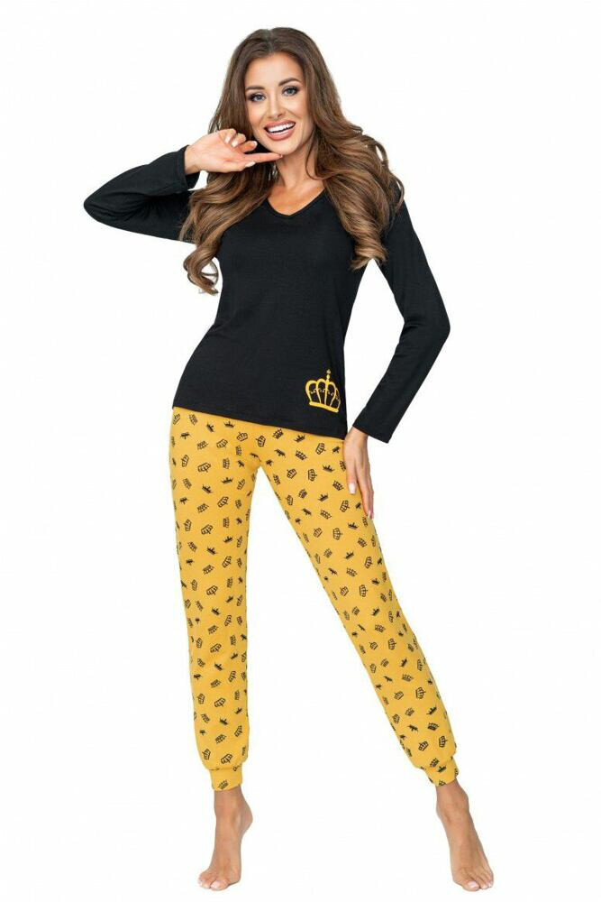 Princessa dlouhé pyžamo Donna Lux, černo-žlutá XL-42 i10_P52990_1:1112_2:498_