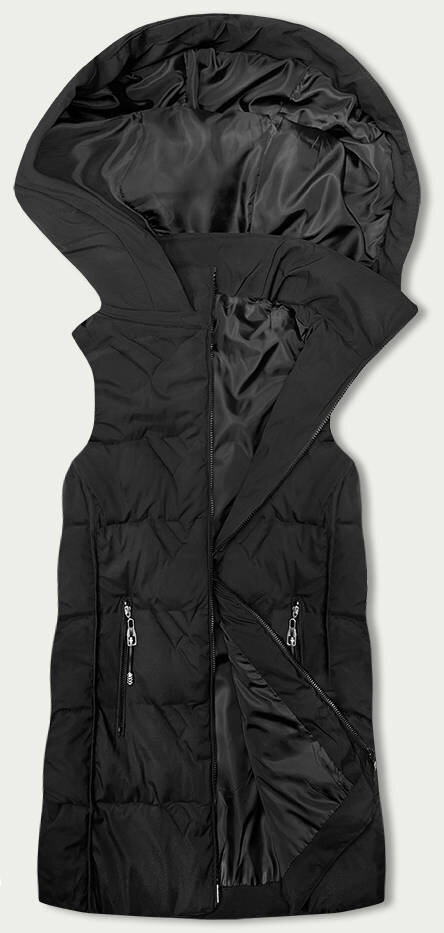 Černá dámská vesta s odnímatelnou kapucí WarmFeather, odcienie czerni XXL (44) i392_22446-48