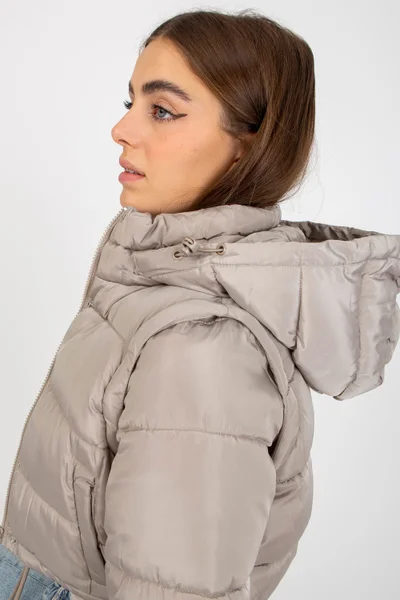 Péřová bunda s odnímatelnou kapucí pro ženy - NM
