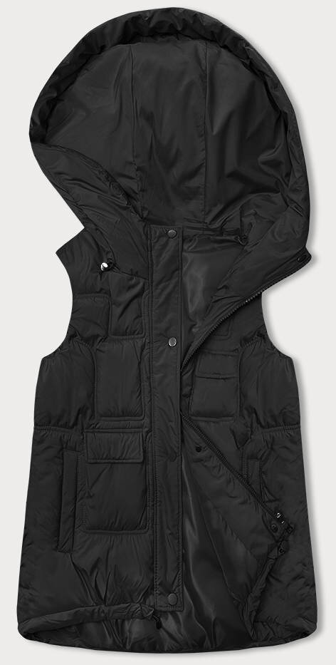 Černá péřová dámská vesta s kapucí SWEST, odcienie czerni L (40) i392_22468-49