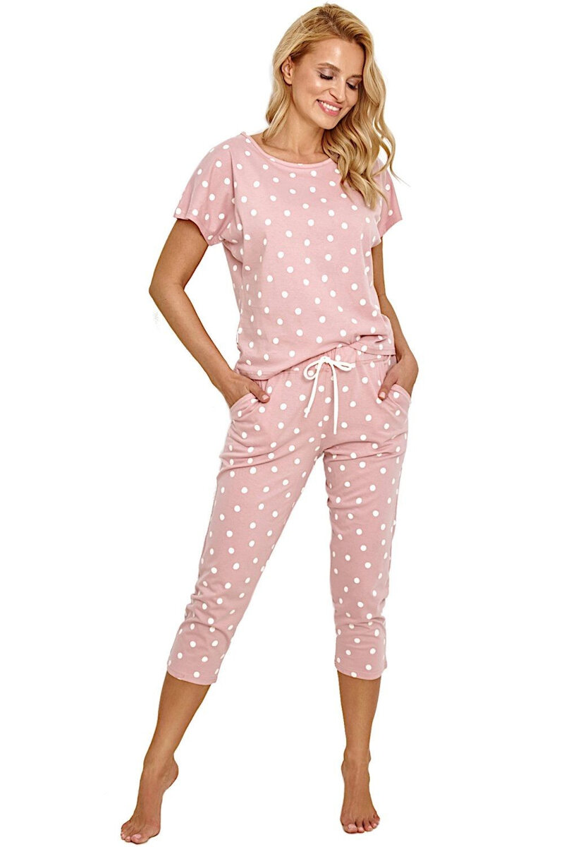 Růžové puntíkaté pyžamo pro ženy Chloe TARO, Růžová XL i41_81315_2:růžová_3:XL_