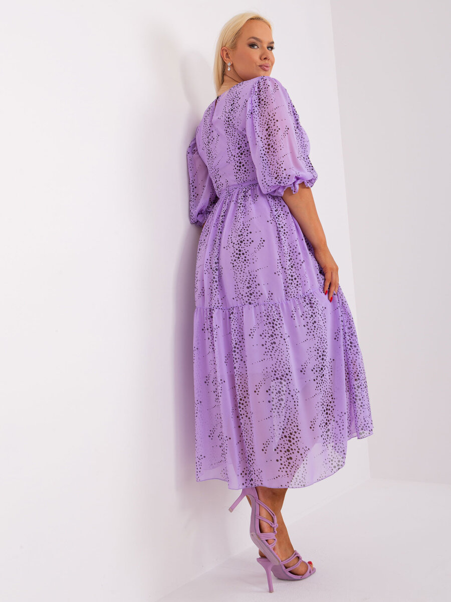 Tečkované fialové plus size šaty - LK-SK-509344, L/XL i523_2016103411443