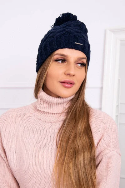 Dětská fleecová čepice s bambulí navy K-Fashion